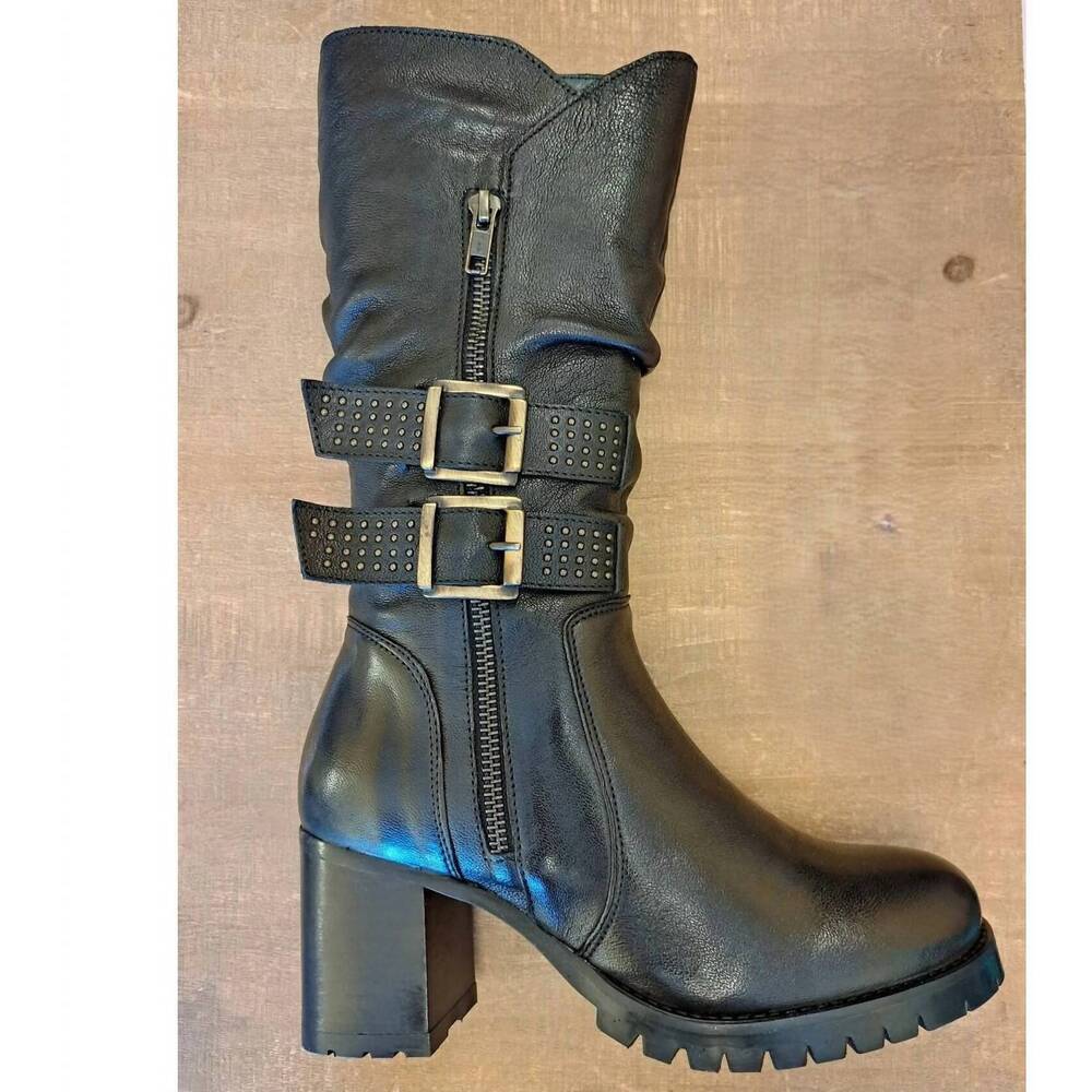 NEW ERIC MICHAEL women's tanya leather boot in black